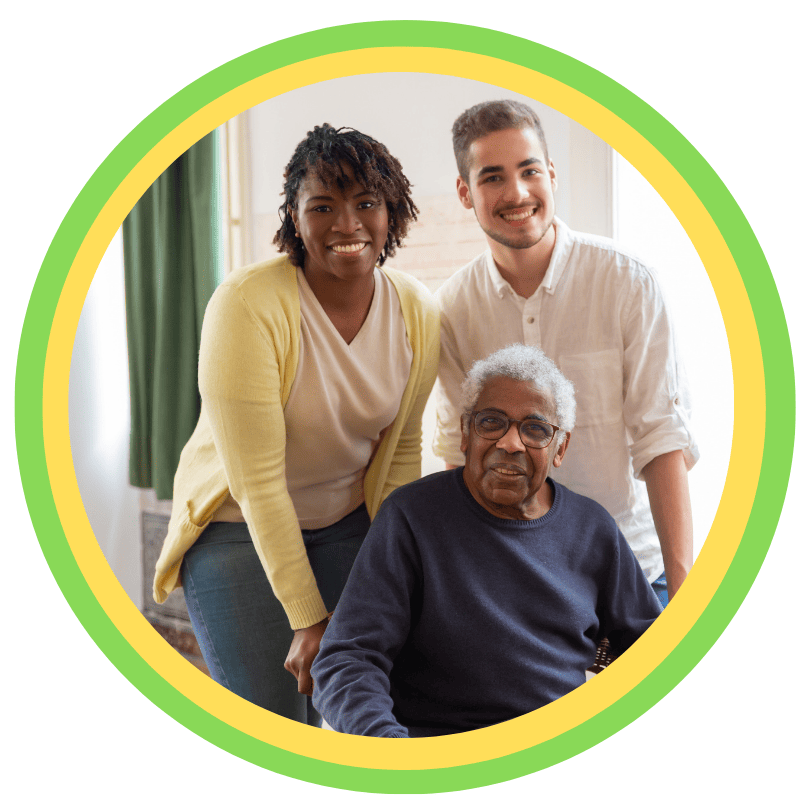 Caregiver team with a senior man, representing a trusted home care agency in Hawley and Scranton, PA